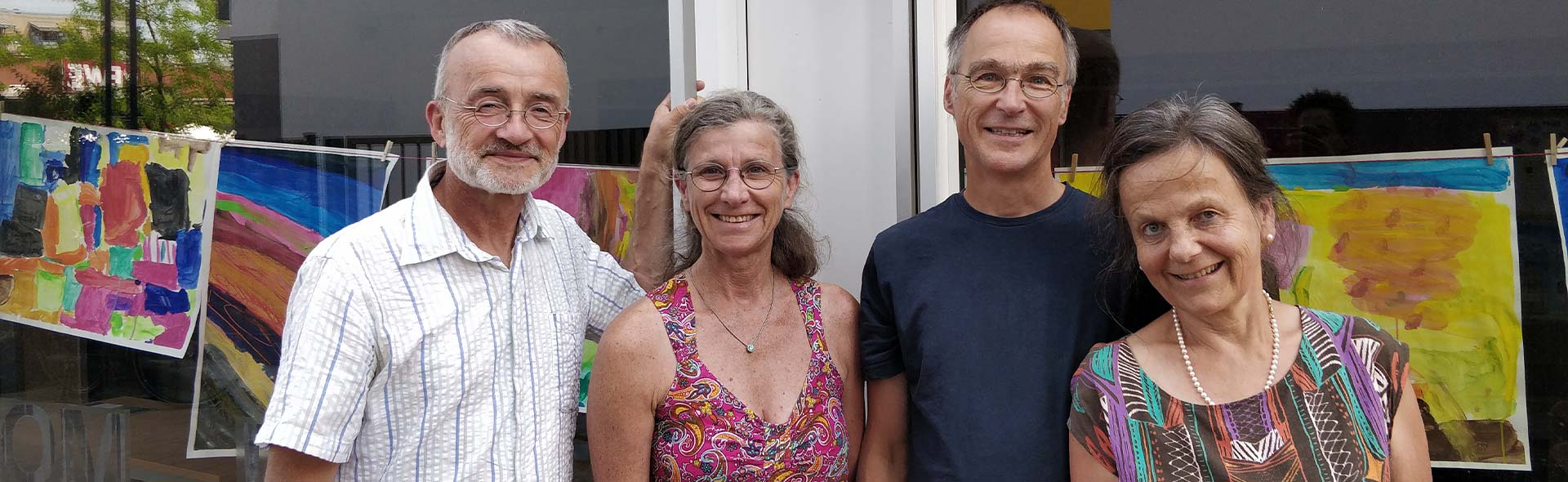 senfkorn.-Team: Frank und Ute Paul, Michael und Christiane Weinmann im Sommer